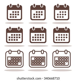Calendar icons set. Flat vector illustration. EPS10.