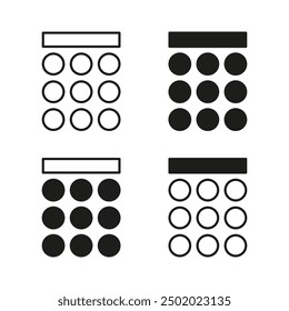 Calendar icons set. Four different styles. Simple black and white design. Minimalist vector illustration.