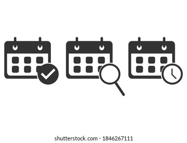 Calendar icons set isolated on white background. Vector illustration. Eps 10