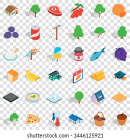 Calendar icons set. Isometric style of 36 calendar vector icons for web for any design