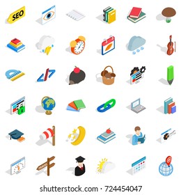 Calendar icons set. Isometric style of 36 calendar vector icons for web isolated on white background