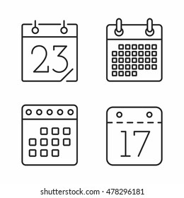 Conjunto de iconos de calendario, estilo de línea mínimo, vectorial eps10 ilustración