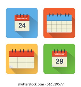 Calendar icons set.
Modern vector calendar icon with shadow.
Flat design for infographic. Calendar icon background.
Vector Illustration.