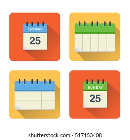 Calendar icons set.
Modern vector calendar icon with shadow.
Flat design for infographic. Calendar icon background.
Vector Illustration.