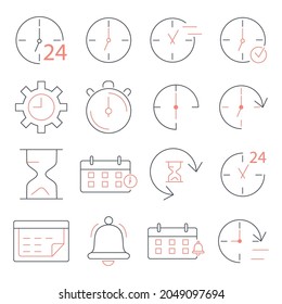 Calendar and Сlock icons set. Calendar and Сlock pack symbol vector elements for infographic web