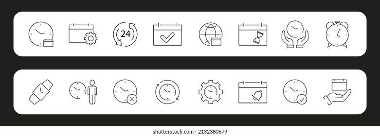 Calendar and Сlock icons set . Calendar and Сlock pack symbol vector elements for infographic web
