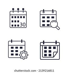 Calendar icons set . Calendar pack symbol vector elements for infographic web