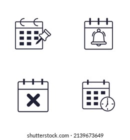 Calendar icons set . Calendar pack symbol vector elements for infographic web