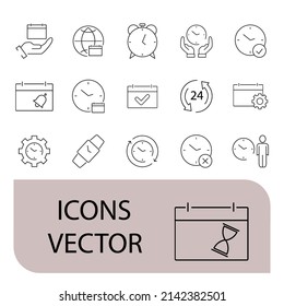 Calendar and Сlock icons set . Calendar and Сlock pack symbol vector elements for infographic web