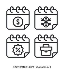 Calendar icons set. Perfect for website mobile app, app icons, presentation, illustration and any other projects.