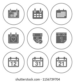 Calendar icons set - time & date sign, symbols and event reminder