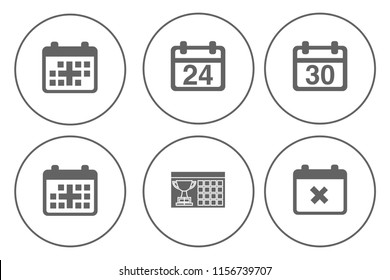 Calendar icons set - time & date sign, symbols and event reminder