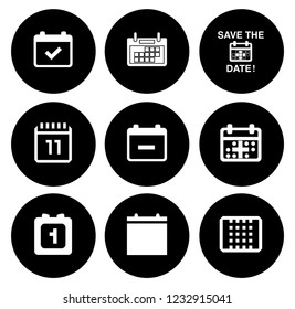 Calendar icons set - time & date sign, symbols and event reminder