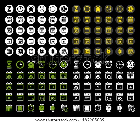 Calendar icons set - time & date sign, symbols and event reminder