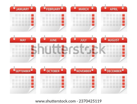 Calendar icons set. Vector, Calendar, poster, graphic. Planner diary in a minimalism style. Business calendar. Organizer. Monthly calendar. Daily planner. Vector illustration