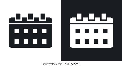 Calendar icons set vectors black and colored style