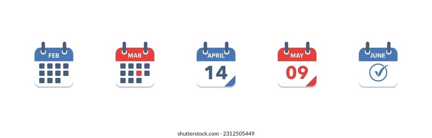 Calendar icons set.Calendar with raised pages.Set of calendar sign and symbol. Gray calendar isolated on a white and transparent background. Vector illustration