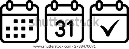 Calendar icons showing dates and a checkmark for task completion and scheduling
