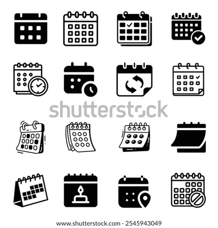 Calendar Icons Symbol Pack Vector