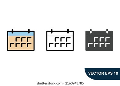 símbolos de iconos de calendario elementos vectores para web infográfica