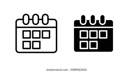 Calendar icons thin line illustrations designs