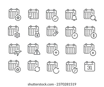 Calendar icons. Vector graphic illustration. For website design, logo, app, template, ui, etc.