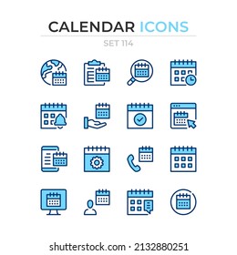 Calendar icons. Vector line icons set. Premium quality. Simple thin line design. Modern outline symbols collection, pictograms.