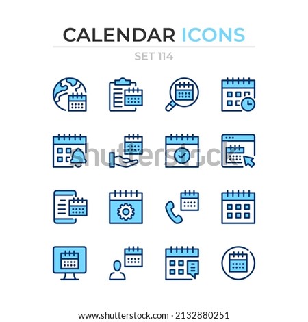 Calendar icons. Vector line icons set. Premium quality. Simple thin line design. Modern outline symbols collection, pictograms.