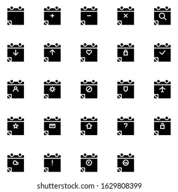 Calendar Icons Vector Set Time and Seasons Simple solid Style Signs.