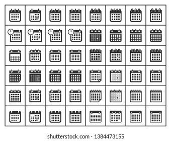 calendar icons, vector calendar sign set