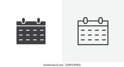 Calendar icons vectors illustrations in black fill and liner versions