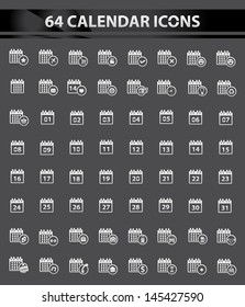 Calendar icons,Black background version,vector