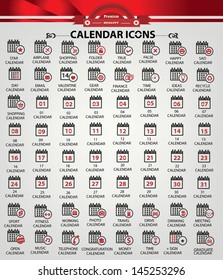Calendar icons,Red version,vector