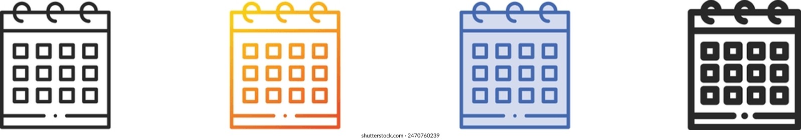 calendar icon.Thin Linear, Gradient, Blue Stroke and bold Style Design Isolated On White Background