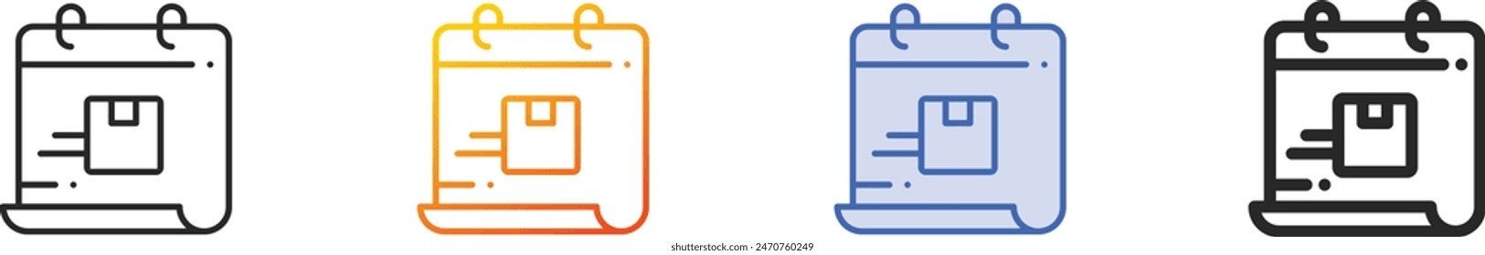 calendar icon.Thin Linear, Gradient, Blue Stroke and bold Style Design Isolated On White Background