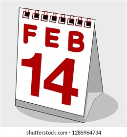 The calendar identify date 14 february is Valentine's day and Valentine symbol.Valentine vector.