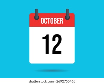 Calendar illustration displaying October and the number 12. Rendered with a flat design aesthetic against a bright blue backdrop.
