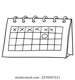 calendar illustration hand drawn outline vector