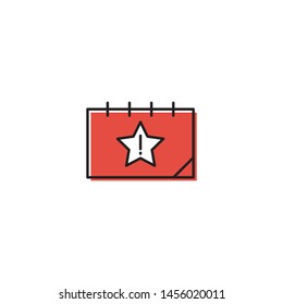 Calendar important day vector icon isolated on white background