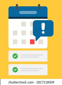 Calendar with important deadline vector illustration