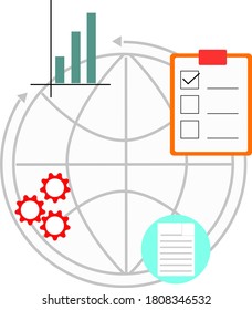 Calendario importante gestión de análisis de objetivos sobre la planificación de mesas de trabajo o eventos empresariales en el lugar de trabajo de oficina ilustración de dibujos animados planos vectoriales, concepto de educación o nombramiento de aprendizaje moderno