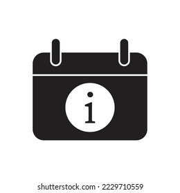 Calendar info icon design. calendar date with attention info icon, business event sign, reminder icon. isolated on white background. vector illustration