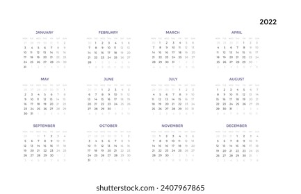 Calendar infographic, table chart, presentation chart. Business period concept. Task manager. Week, month. 2022 year. Time management.