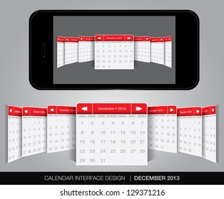 Calendar interface concept in editable vector format.