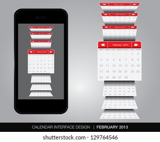 Calendar interface concept in editable vector format.