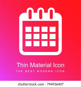Calendar interface symbol tool red and pink gradient material white icon minimal design