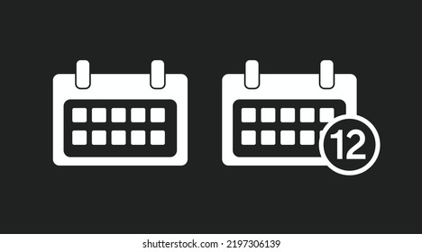 Calendar ion Set. Vector isolated editable black and white illustration set of calendars