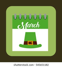 calendar with irish hat icon. Saint Patricks Day concept. colorful design. vector illustration