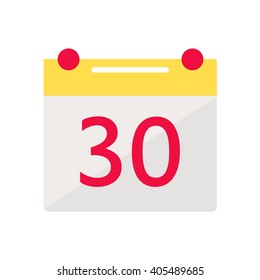 Calendar isolated icon on white background. Flat style vector illustration.
