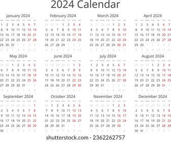 Calendar Isolated on a Background 2024 